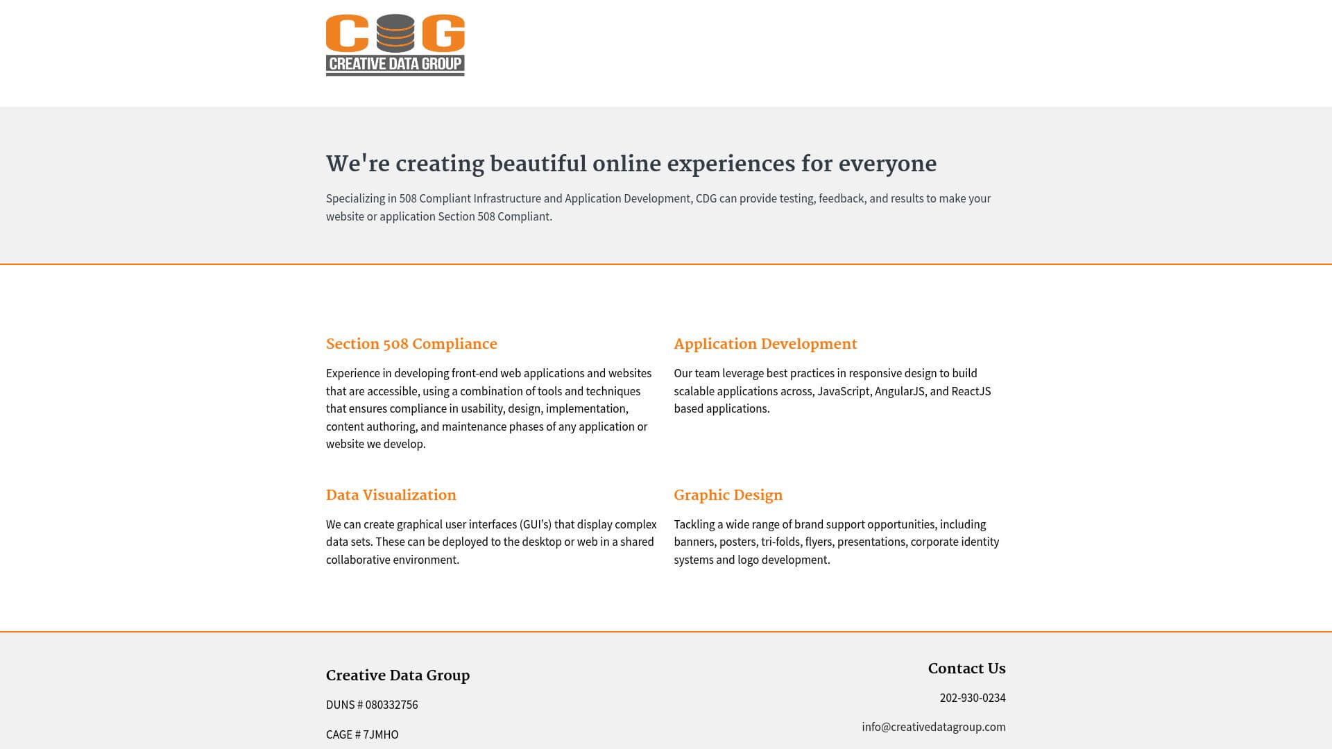 Creative Data Group, Web Design, Washington, DC